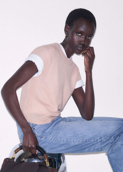 Pink Merino Cashmere Silk Straight Baby Tee | ME+EM Clothing