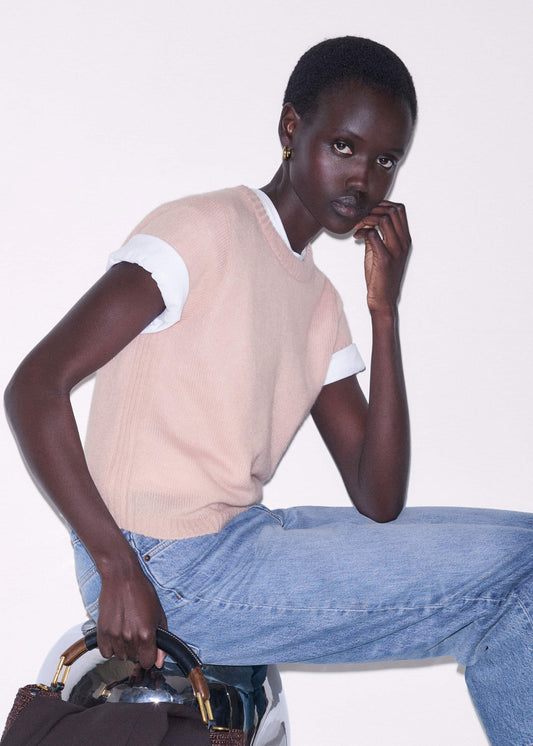 Pink Merino Cashmere Silk Straight Baby Tee | ME+EM Clothing