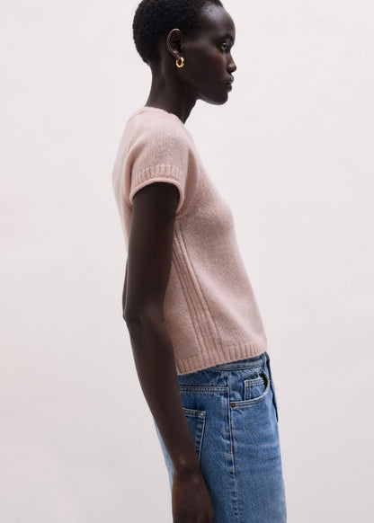Pink Merino Cashmere Silk Straight Baby Tee | ME+EM Clothing