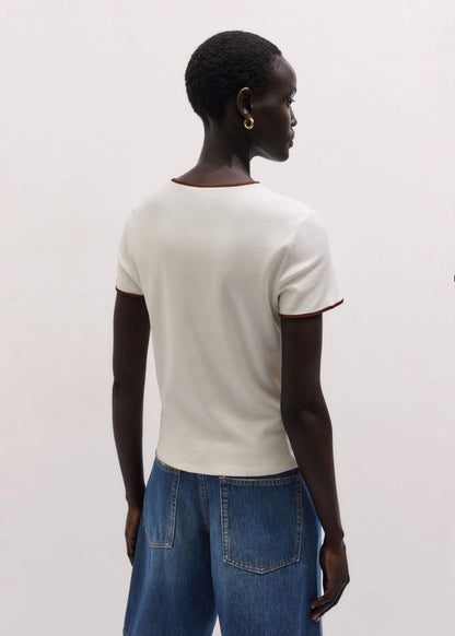 Cream Contrast Trim Slim Tee | ME+EM Clothing