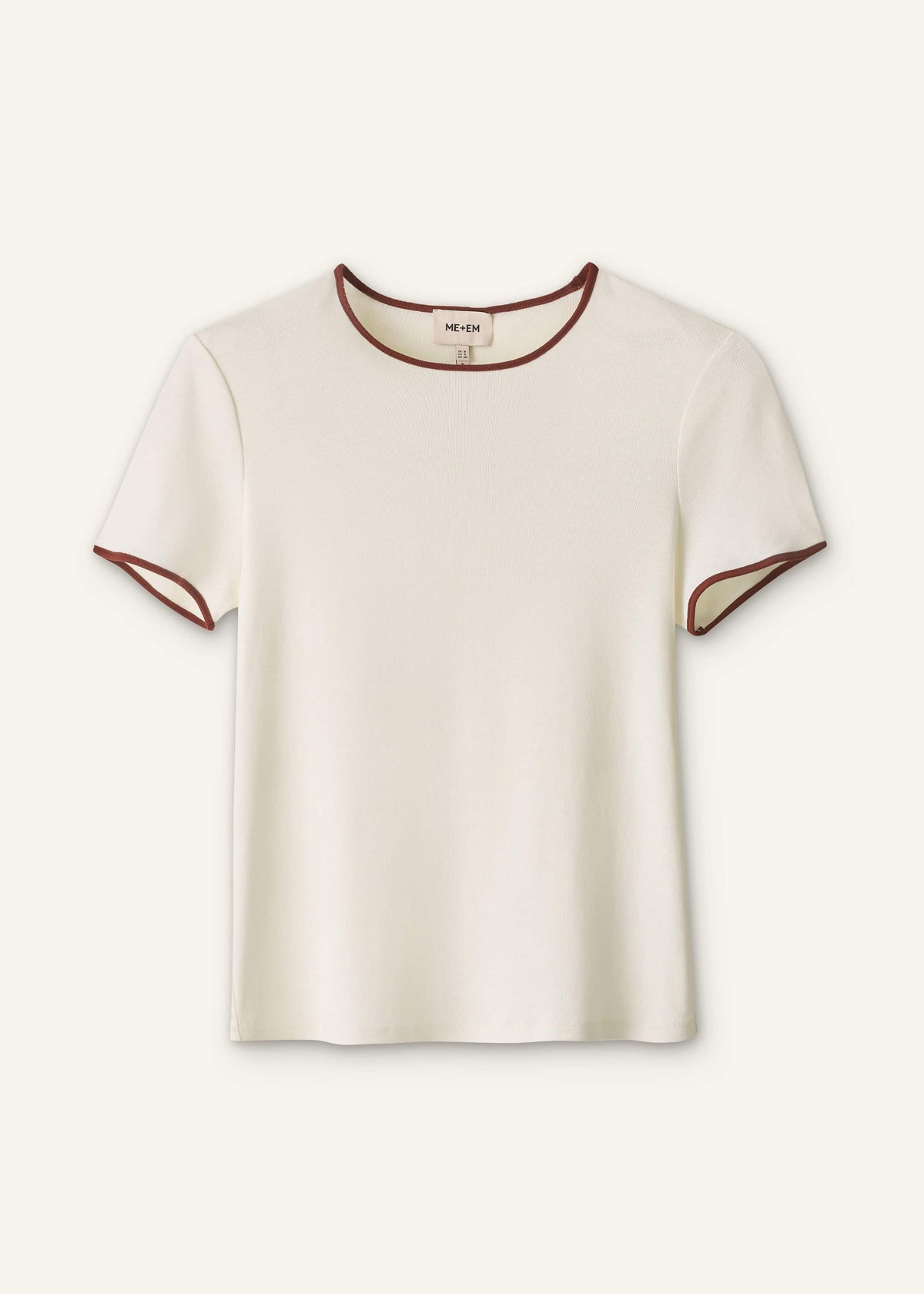 Cream Contrast Trim Slim Tee | ME+EM Clothing