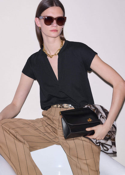 Black Open Placket Swing Top | ME+EM Clothing