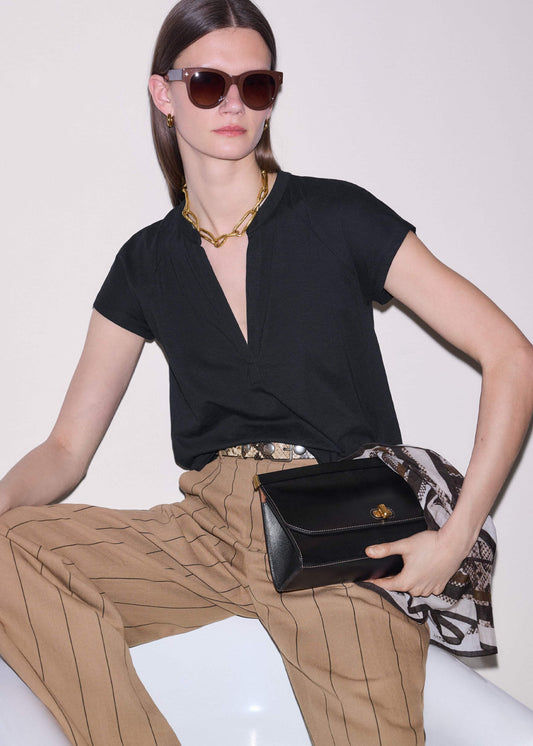 Black Open Placket Swing Top | ME+EM Clothing