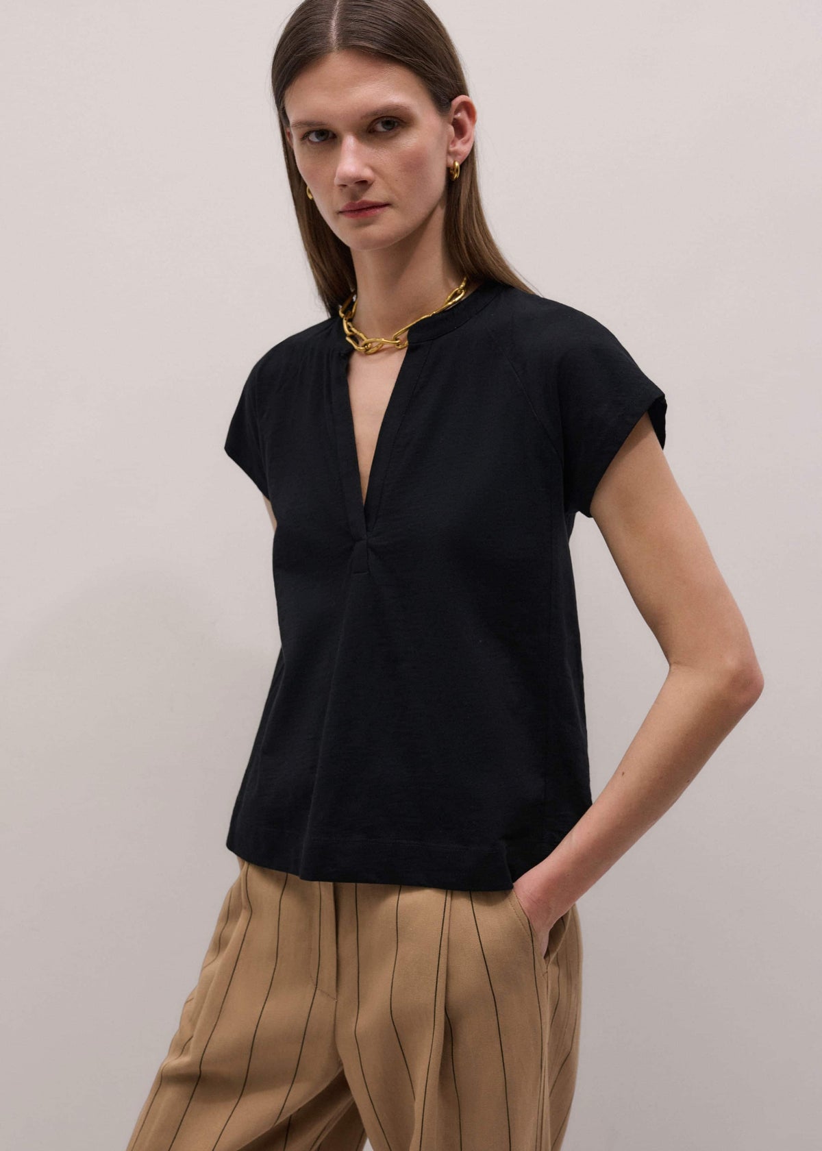 Black Open Placket Swing Top | ME+EM Clothing