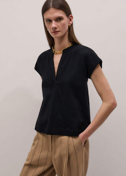 Black Open Placket Swing Top | ME+EM Clothing