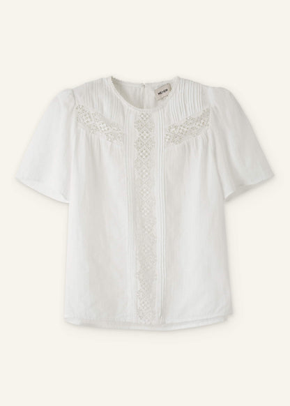 White Embroidered Cutout Tee | ME+EM Clothing