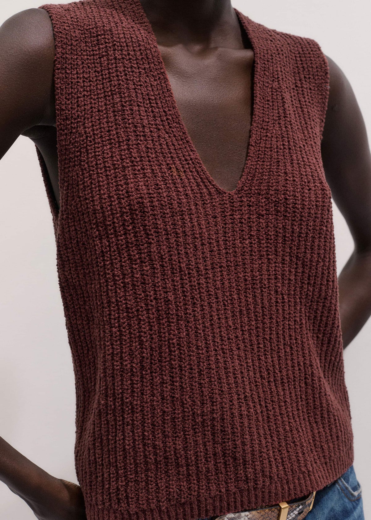 Cinnamon Brown Relaxed Knit Vest | ME+EM Clothing