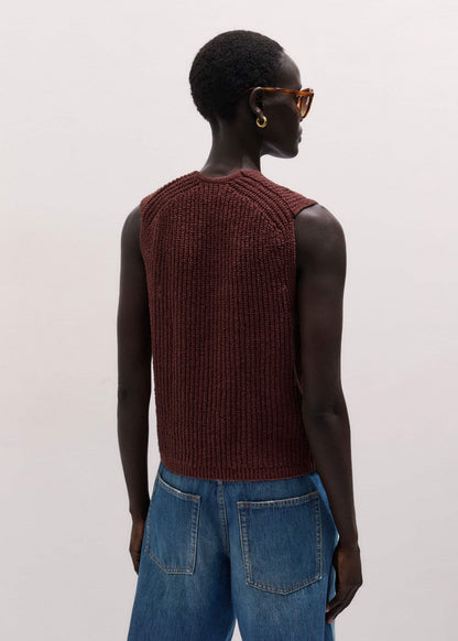 Cinnamon Brown Relaxed Knit Vest | ME+EM Clothing