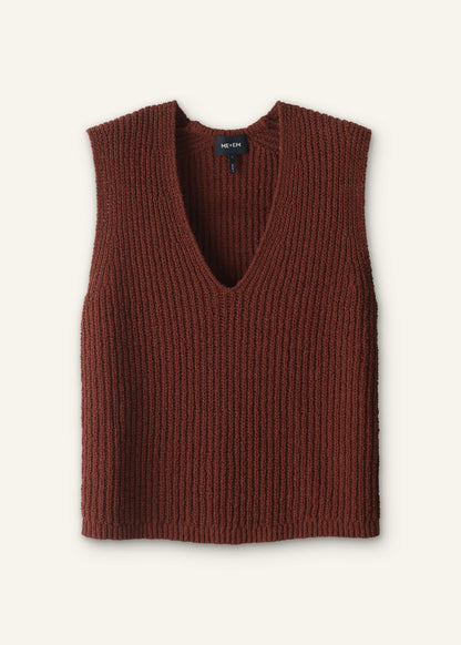 Cinnamon Brown Relaxed Knit Vest | ME+EM Clothing
