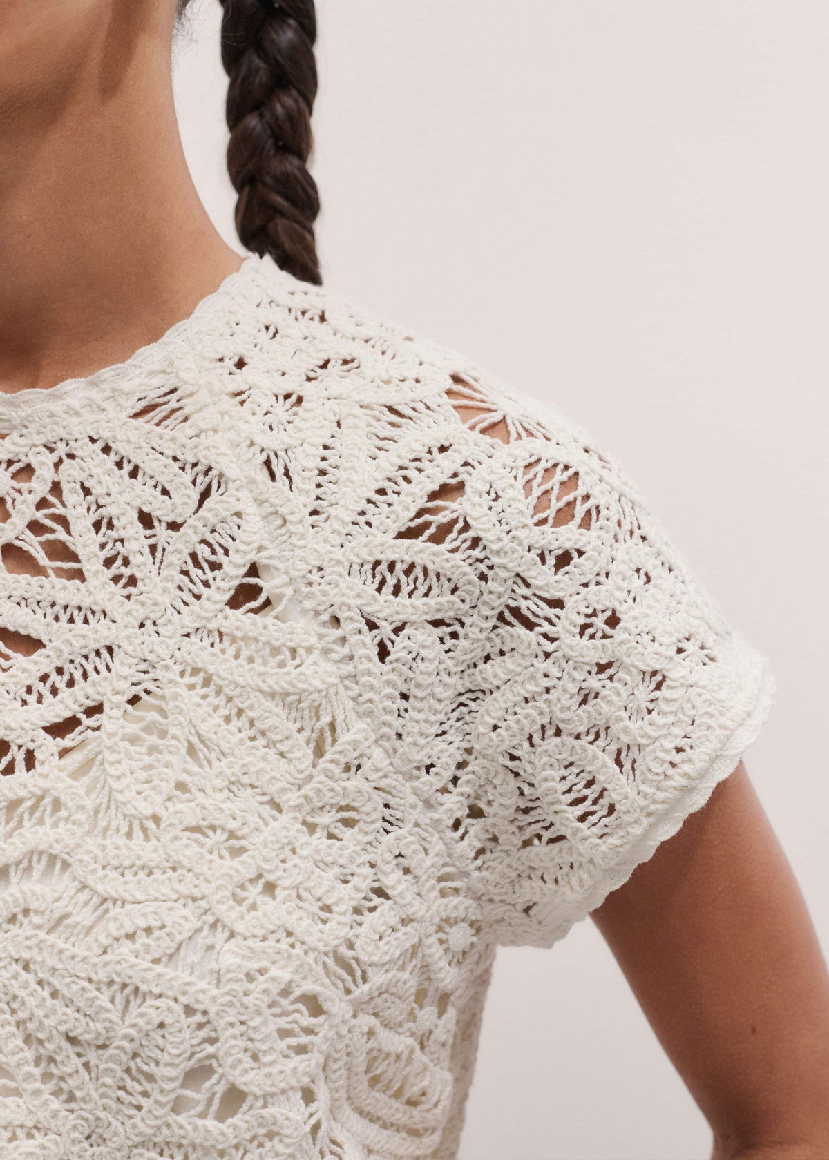 Cream Lace Crochet Crop Tee | ME+EM Clothing