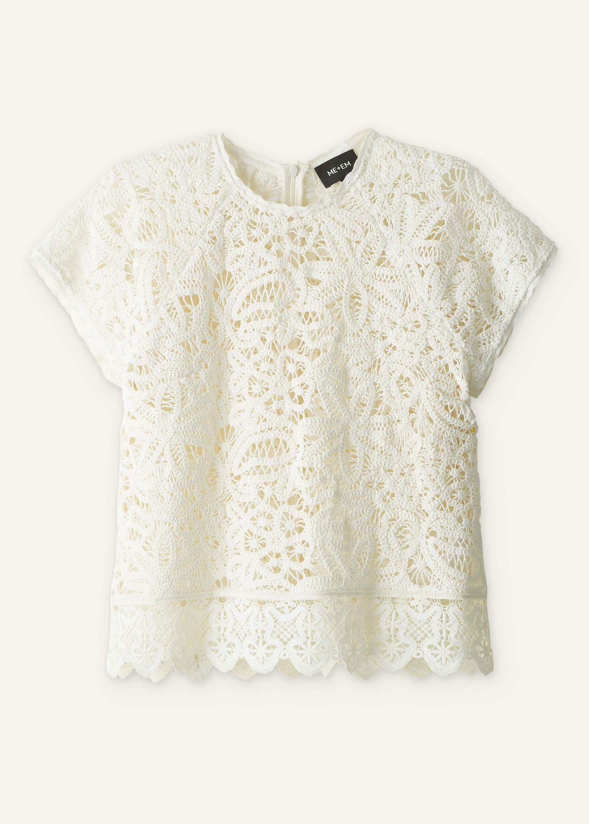 Cream Lace Crochet Crop Tee | ME+EM Clothing
