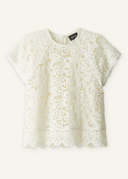Cream Lace Crochet Crop Tee | ME+EM Clothing