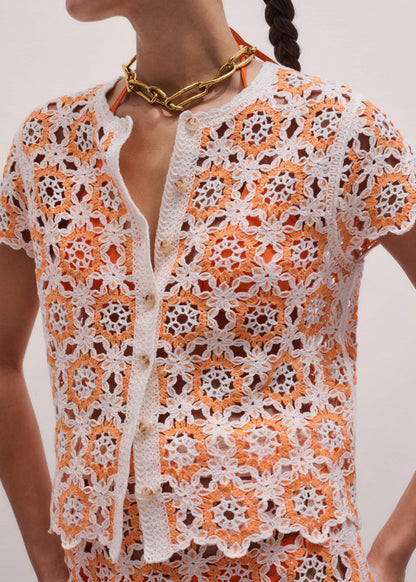 Floral Crochet Orange Beach Baby Tee | ME+EM Clothing