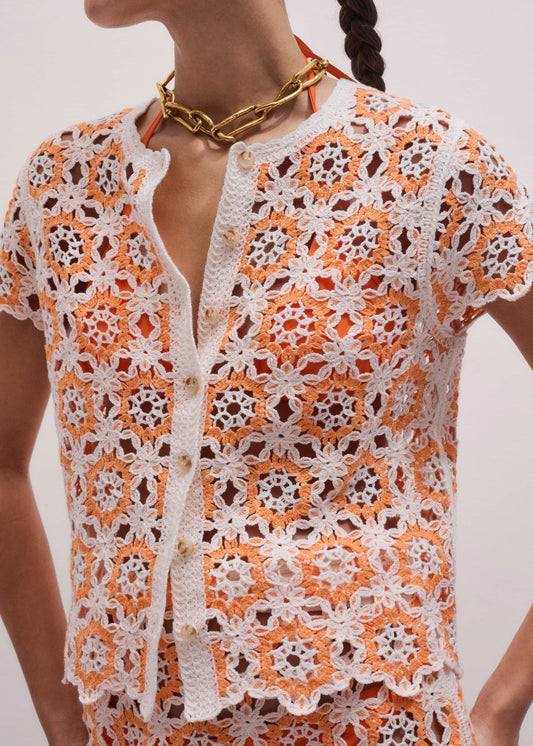 Floral Crochet Orange Beach Baby Tee | ME+EM Clothing