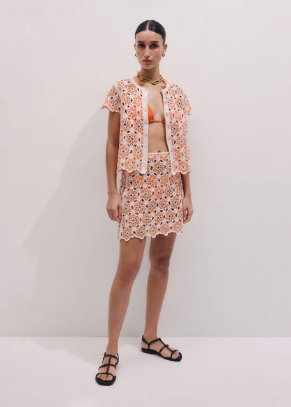 Floral Crochet Orange Beach Baby Tee | ME+EM Clothing