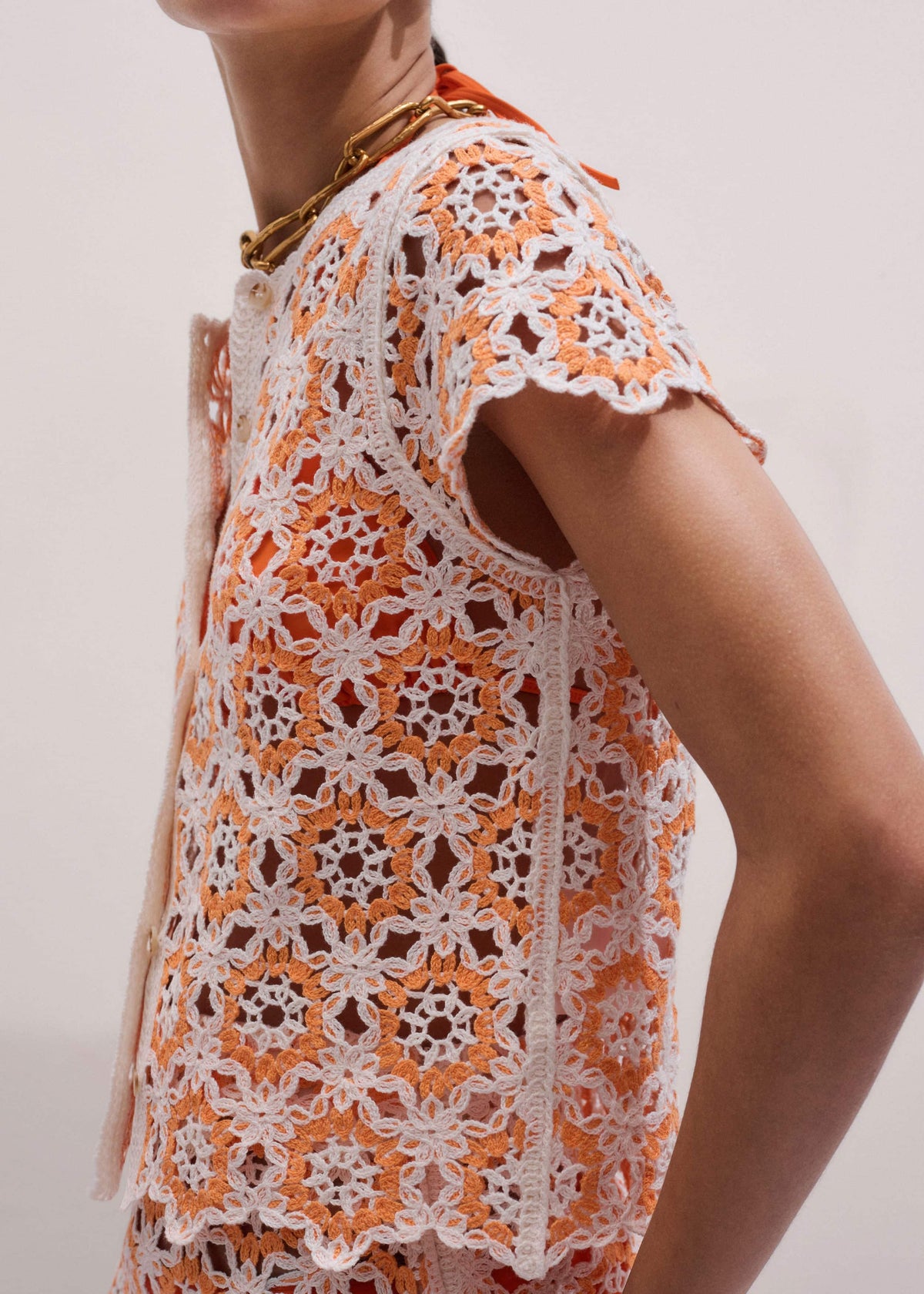 Floral Crochet Orange Beach Baby Tee | ME+EM Clothing