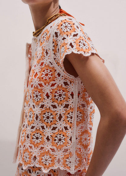 Floral Crochet Orange Beach Baby Tee | ME+EM Clothing
