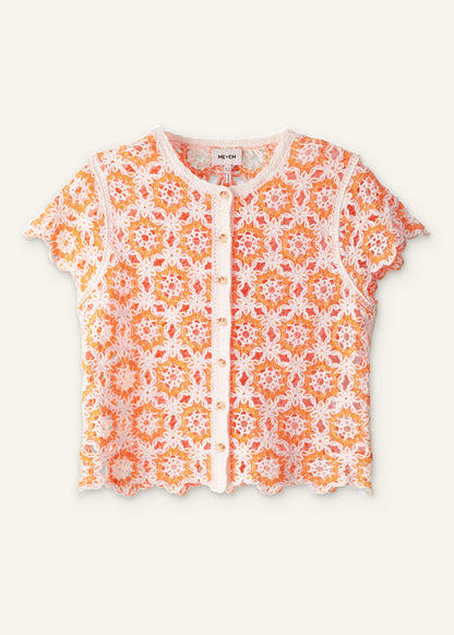 Floral Crochet Orange Beach Baby Tee | ME+EM Clothing