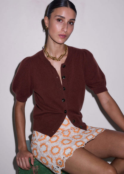 Cinnamon Brown Cashmere Feminine Sleeve Cardi | ME+EM Clothing