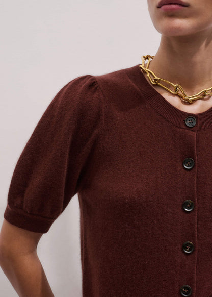 Cinnamon Brown Cashmere Feminine Sleeve Cardi | ME+EM Clothing