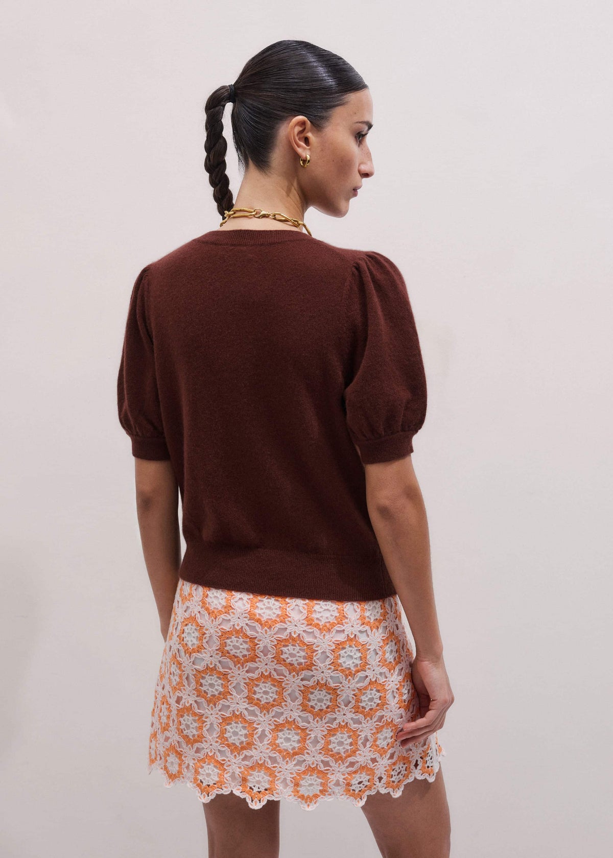 Cinnamon Brown Cashmere Feminine Sleeve Cardi | ME+EM Clothing