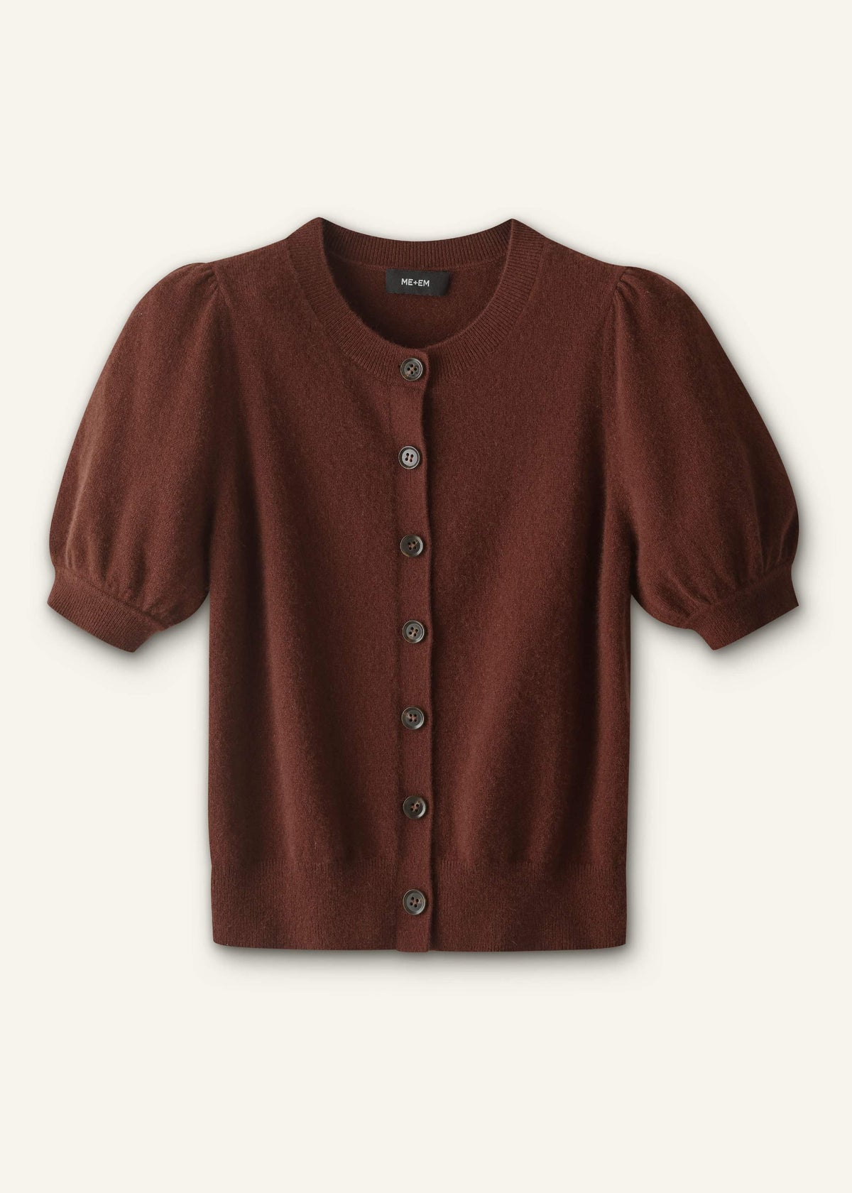 Cinnamon Brown Cashmere Feminine Sleeve Cardi | ME+EM Clothing