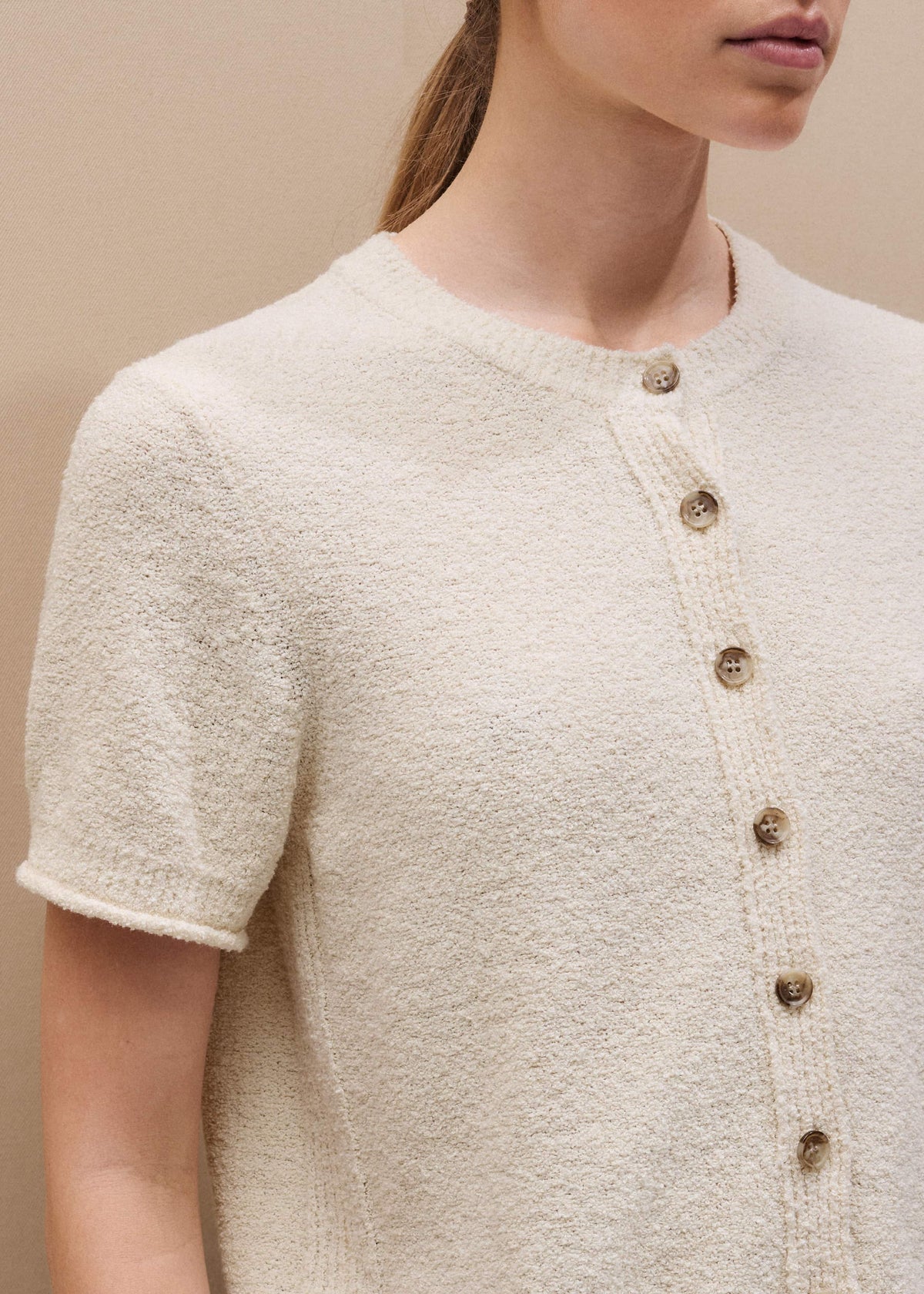 Cream Short Sleeve Cardigan | ME+EM Clothing
