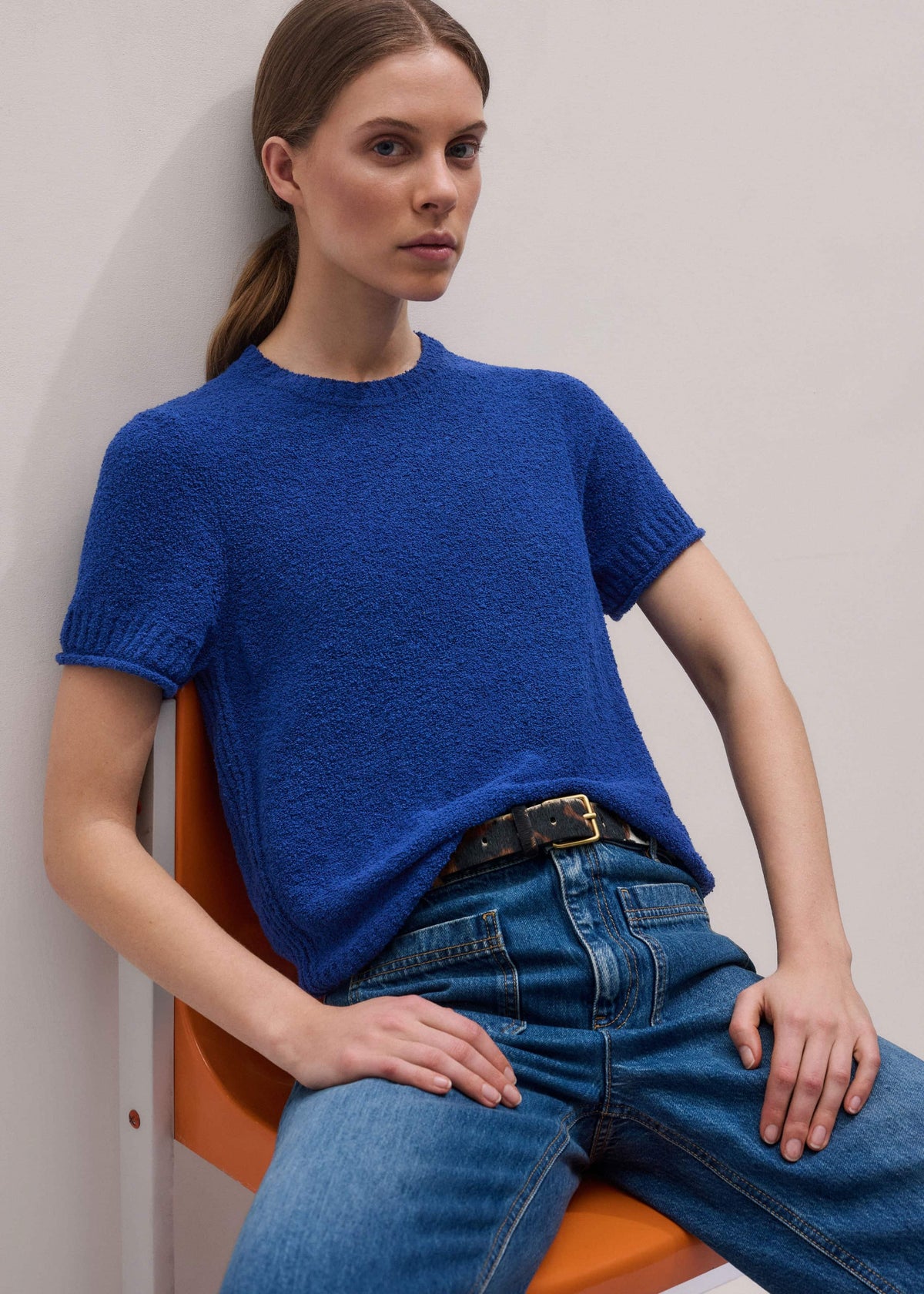 Blue Straight Knit Tee | ME+EM Clothing