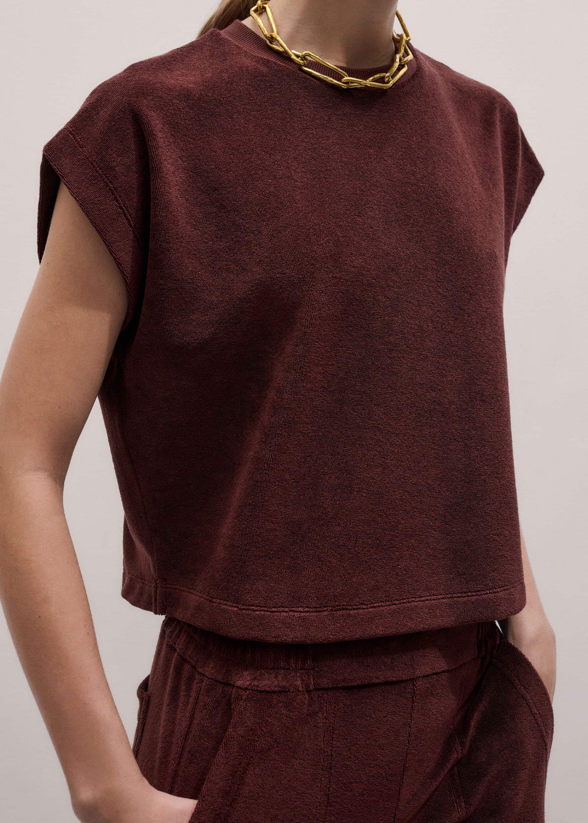 Cinnamon Brown Cap Sleeve Crop Tee | ME+EM Clothing