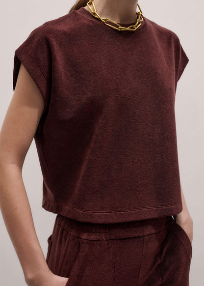 Cinnamon Brown Cap Sleeve Crop Tee | ME+EM Clothing