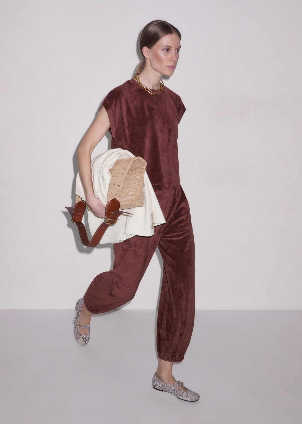 Cinnamon Brown Cap Sleeve Crop Tee | ME+EM Clothing