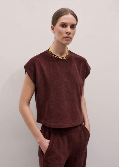 Cinnamon Brown Cap Sleeve Crop Tee | ME+EM Clothing