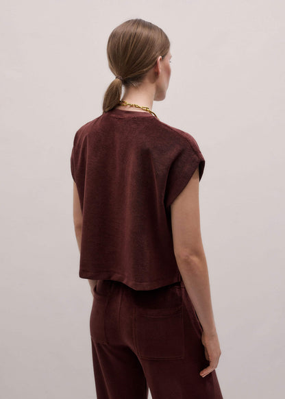 Cinnamon Brown Cap Sleeve Crop Tee | ME+EM Clothing