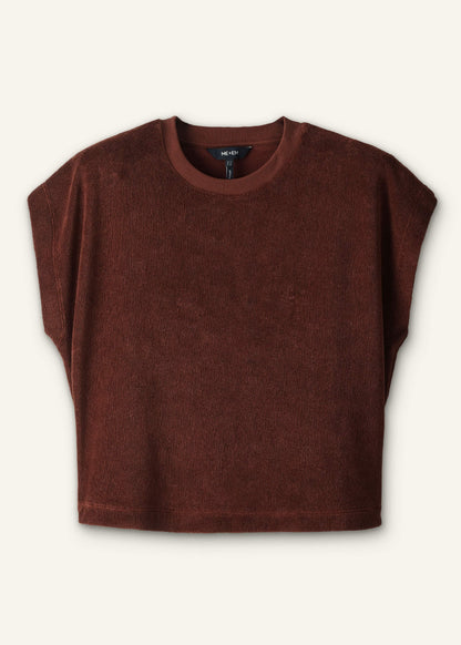Cinnamon Brown Cap Sleeve Crop Tee | ME+EM Clothing