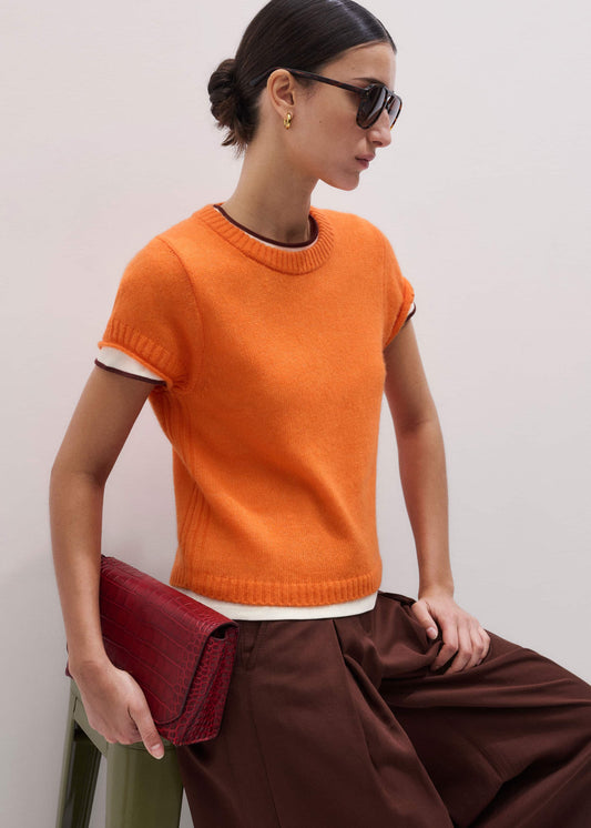 Orange Merino Cashmere Silk Baby Tee | ME+EM Clothing