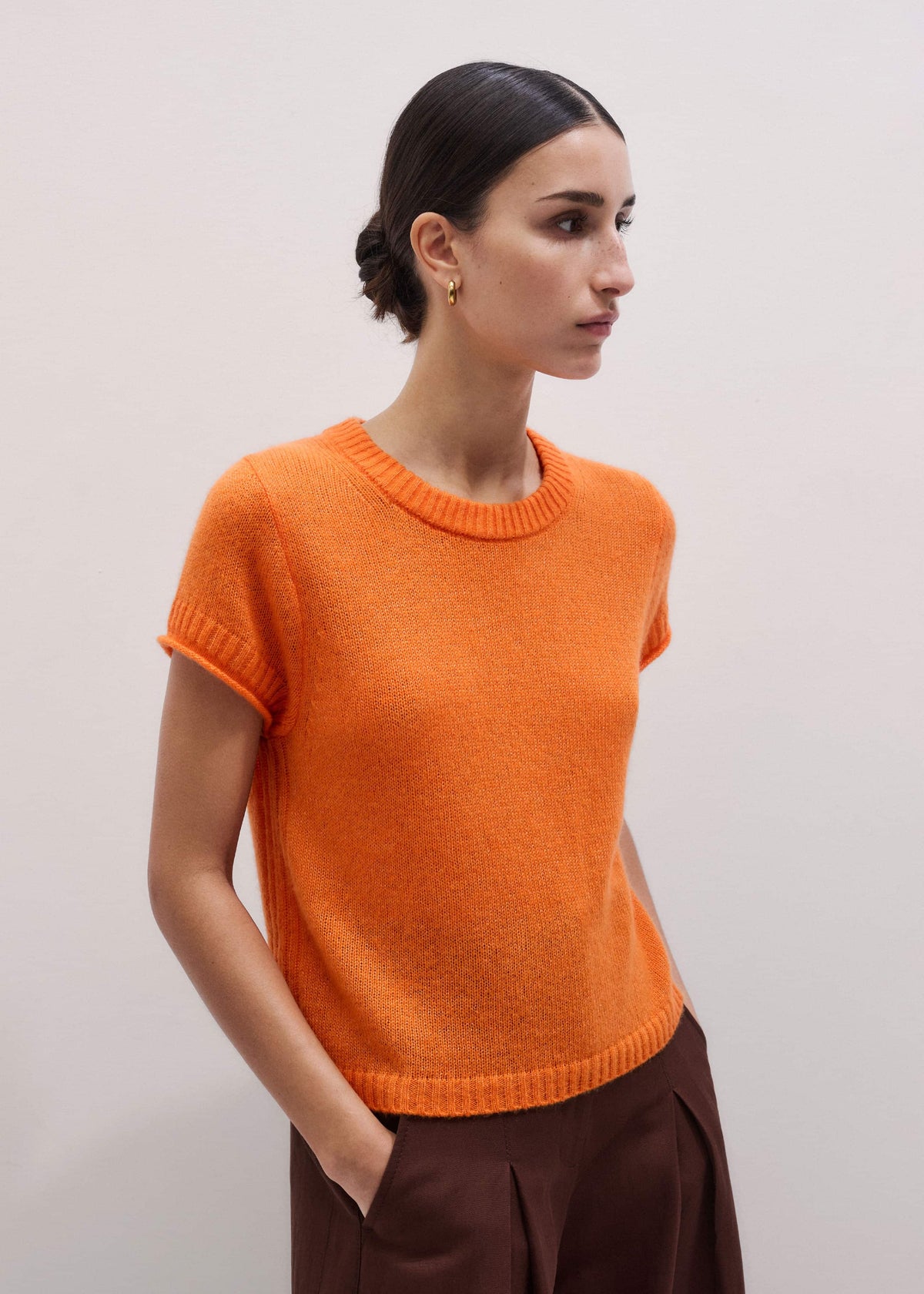 Orange Merino Cashmere Silk Baby Tee | ME+EM Clothing
