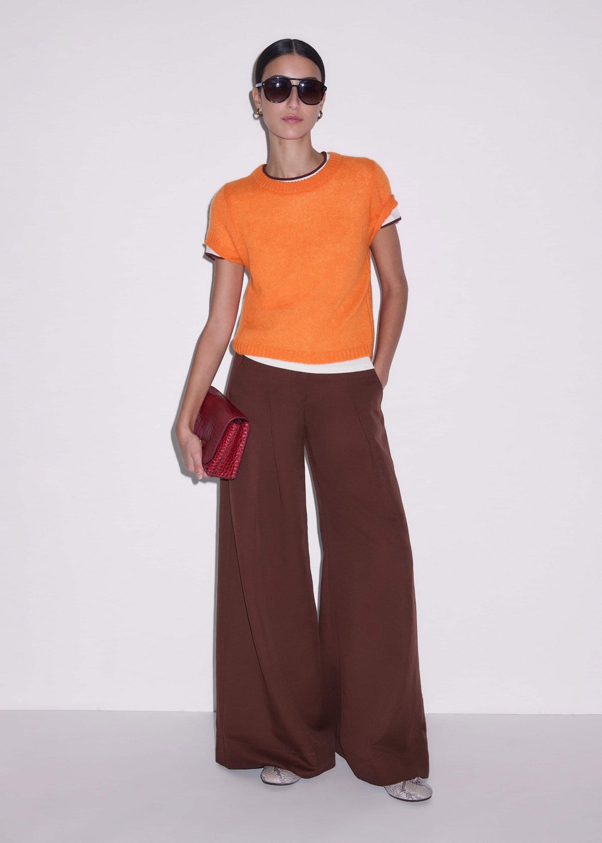 Orange Merino Cashmere Silk Baby Tee | ME+EM Clothing