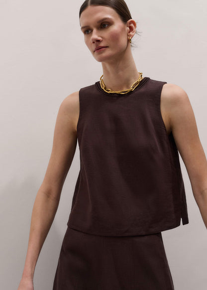 Brown Crochet Trim Crop Top | ME+EM Clothing