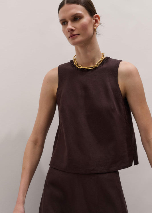 Brown Crochet Trim Crop Top | ME+EM Clothing
