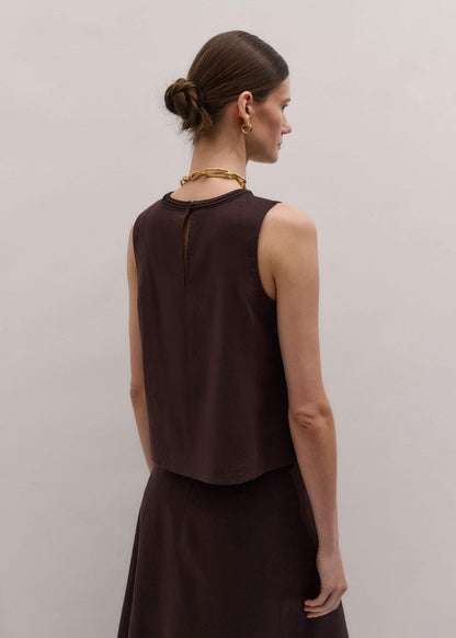 Brown Crochet Trim Crop Top | ME+EM Clothing