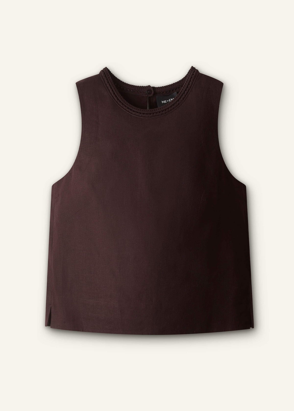 Brown Crochet Trim Crop Top | ME+EM Clothing