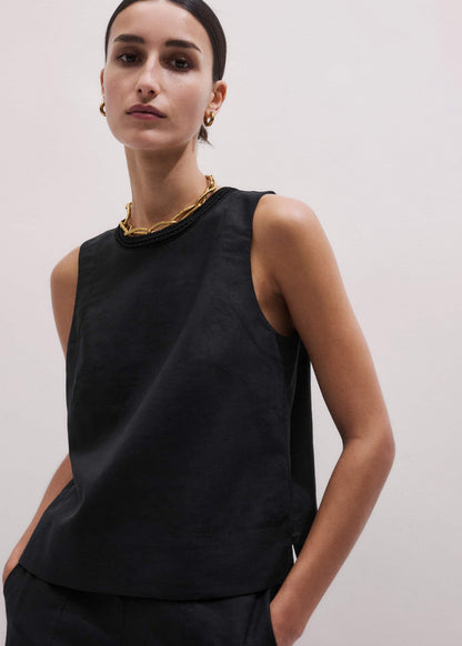Black Crochet Trim Crop Top | ME+EM Clothing