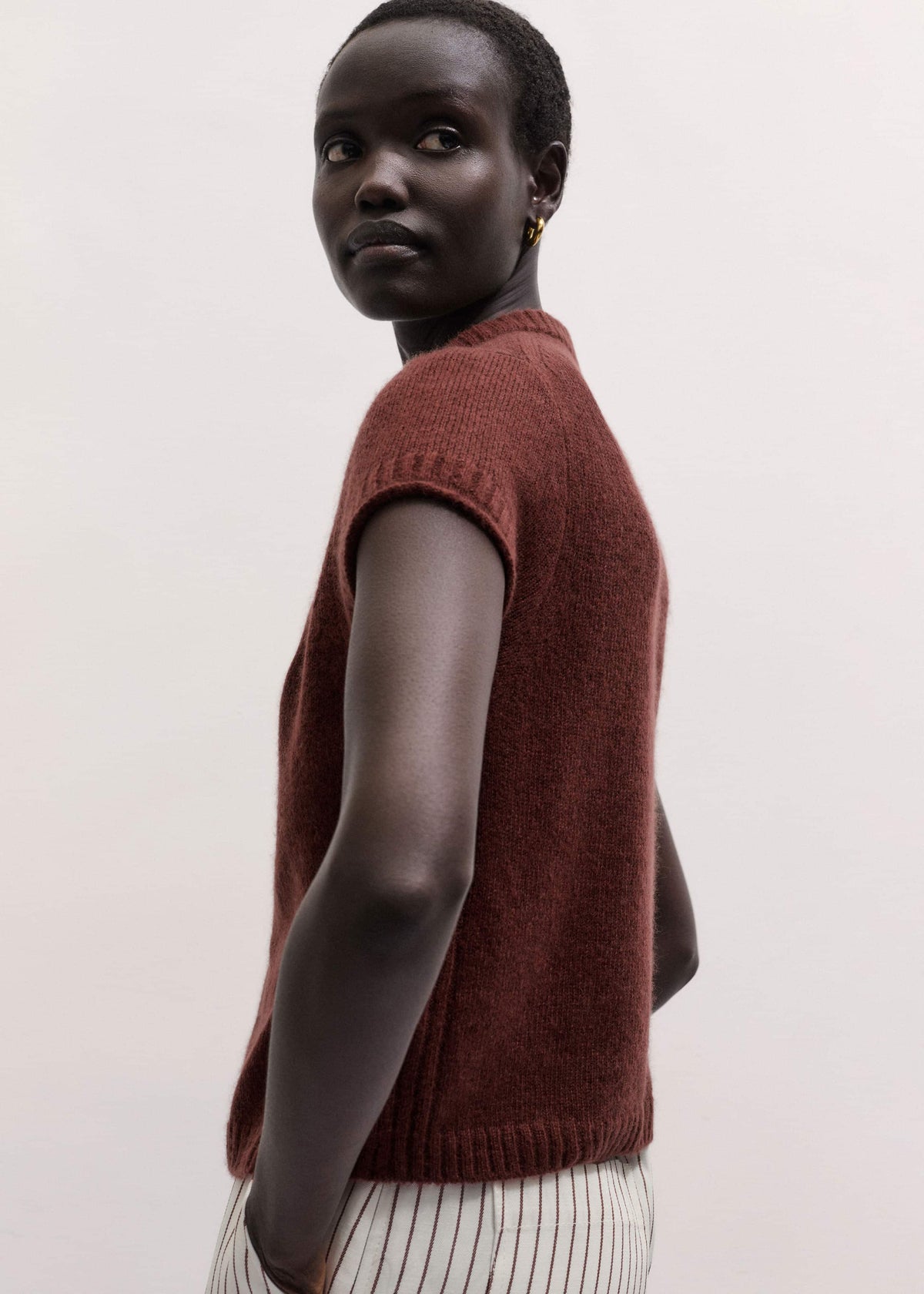 Cinnamon Brown V-Neck Baby Tee | ME+EM Clothing