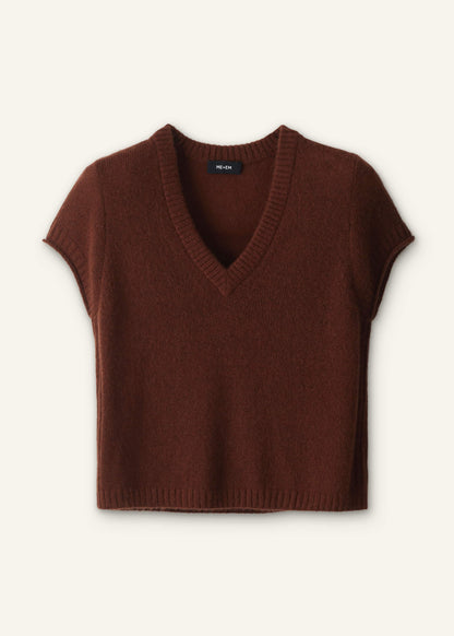 Cinnamon Brown V-Neck Baby Tee | ME+EM Clothing