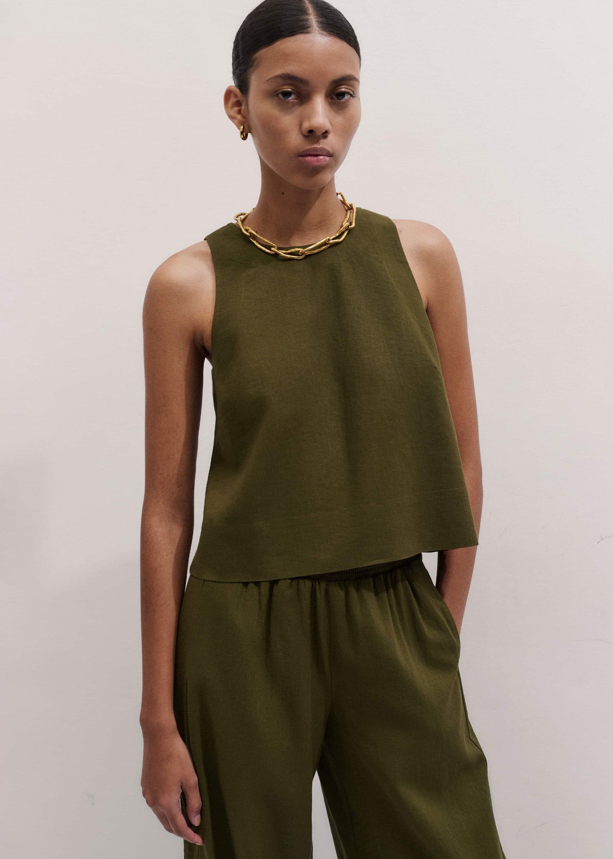 Olive Green Shell Crop Top | ME+EM Clothing