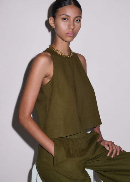 Olive Green Shell Crop Top | ME+EM Clothing