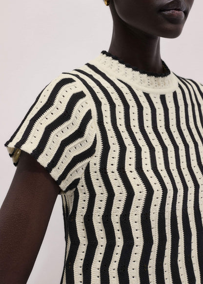 Cream Textured Pointelle Knit Swing Top | ME+EM Clothing