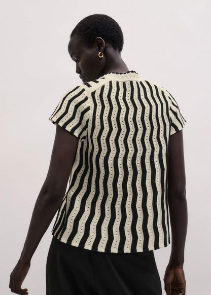 Cream Textured Pointelle Knit Swing Top | ME+EM Clothing