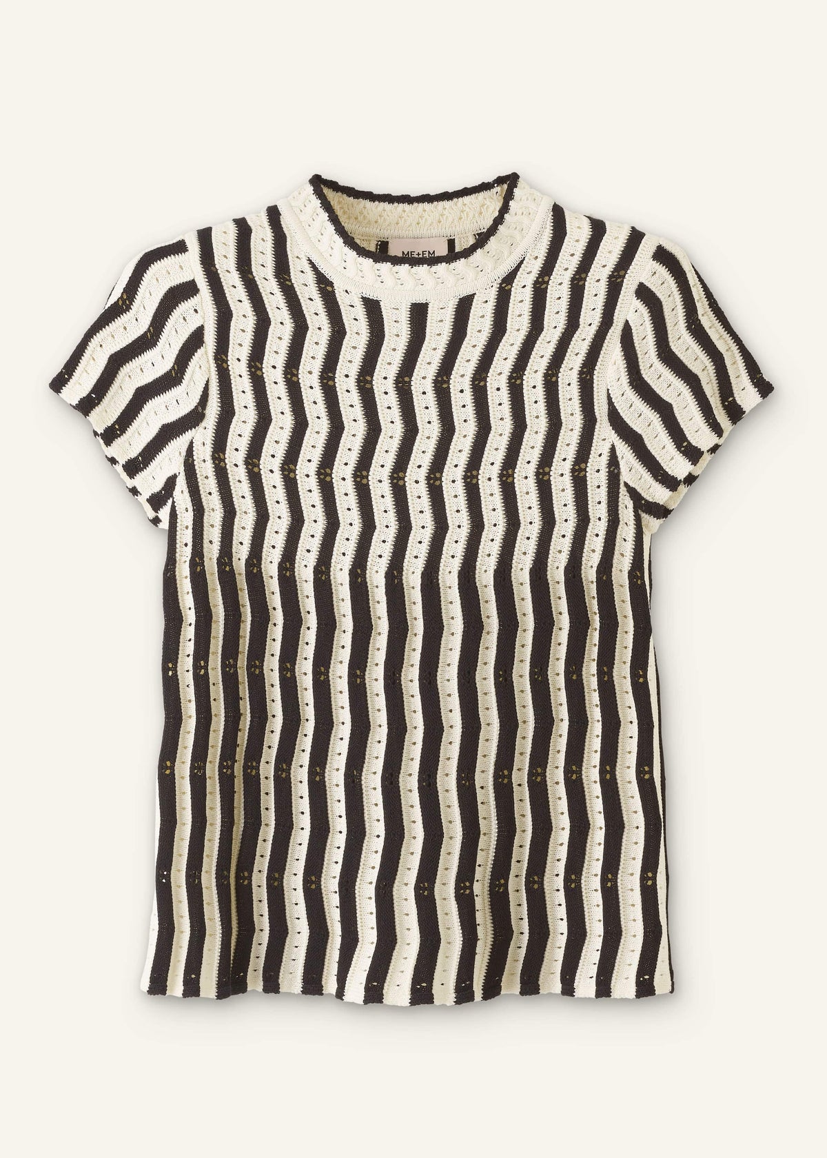 Cream Textured Pointelle Knit Swing Top | ME+EM Clothing