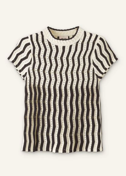 Cream Textured Pointelle Knit Swing Top | ME+EM Clothing